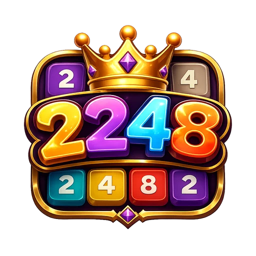 Block Master app icon – a gold crowned badge with colourful 2, 4 and 8 number blocks