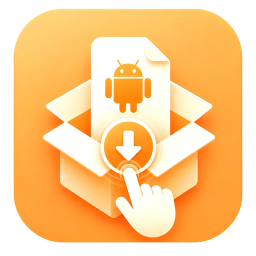 OneTap Install app icon – orange Android package box with a download arrow